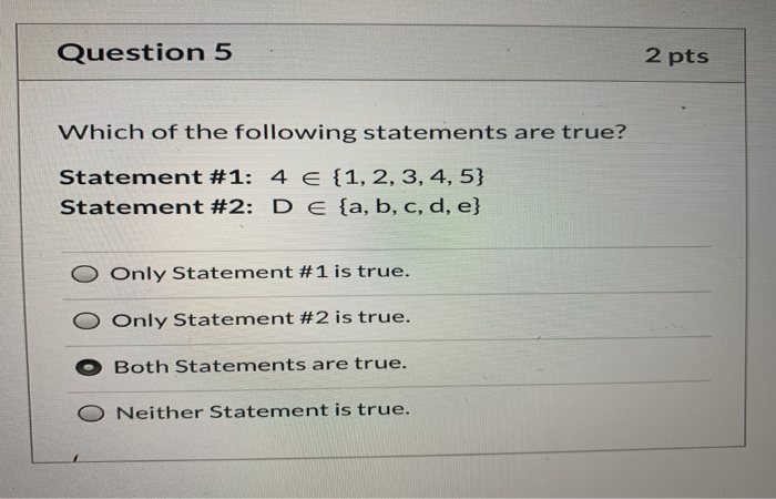 Which of The Following Statements is True?